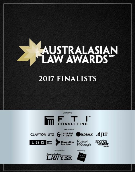 2017 Australasian Law Awards Finalists