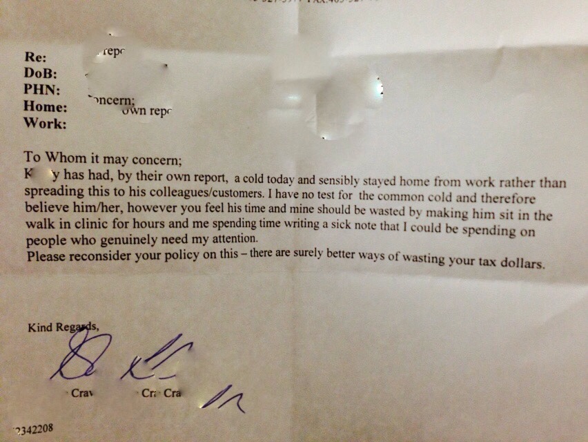 Lighter Side:  Employee’s sick note goes viral