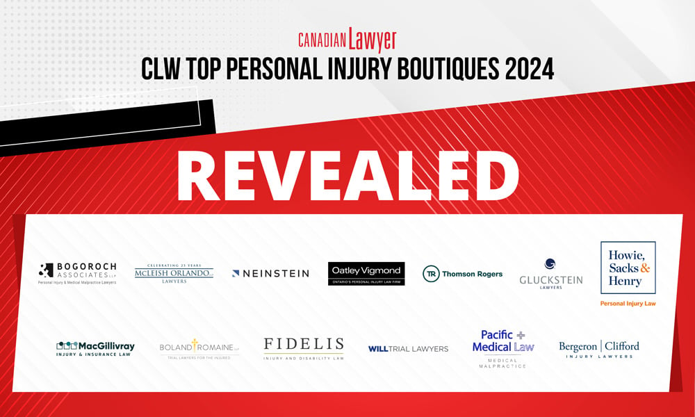 Top 20 personal injury law firms for 2024 revealed by Canadian Lawyer