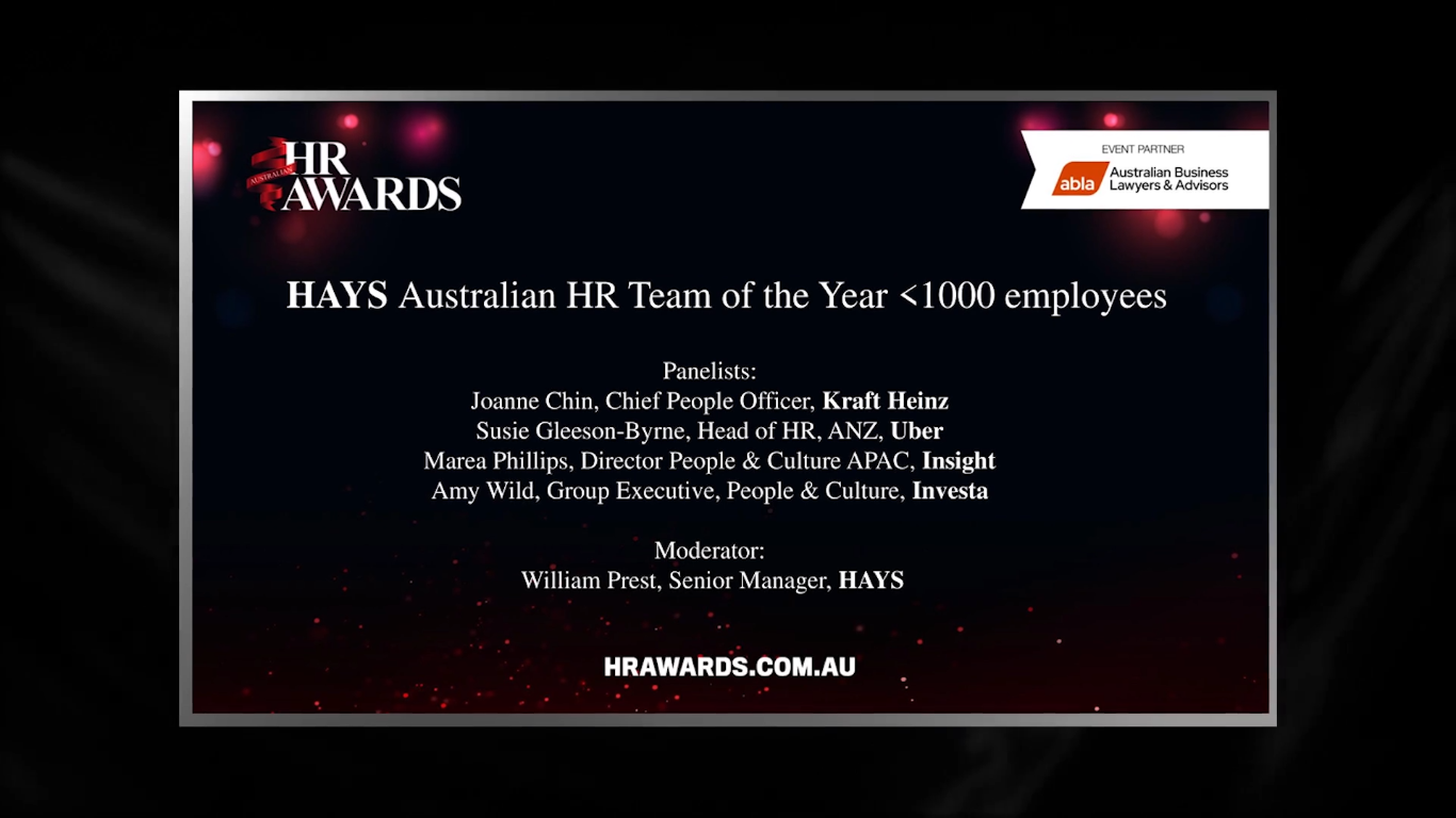 Hays Panel - Australian HR team of the Year <1000