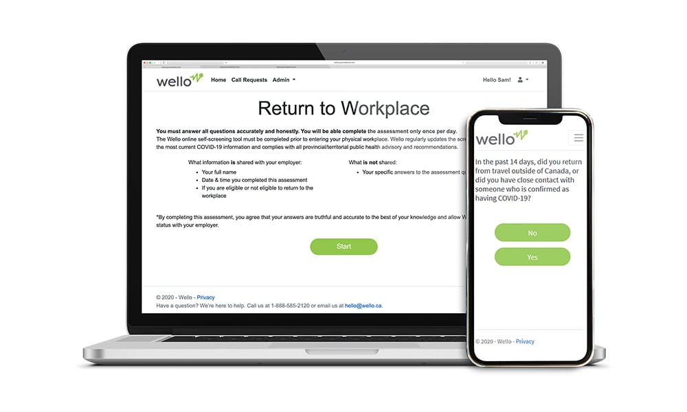 Wello COVID-19 Return to Workplace platform