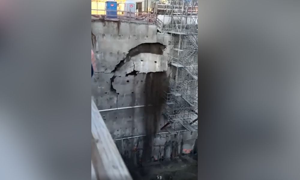 Shocking video shows collapse of shoring retention wall