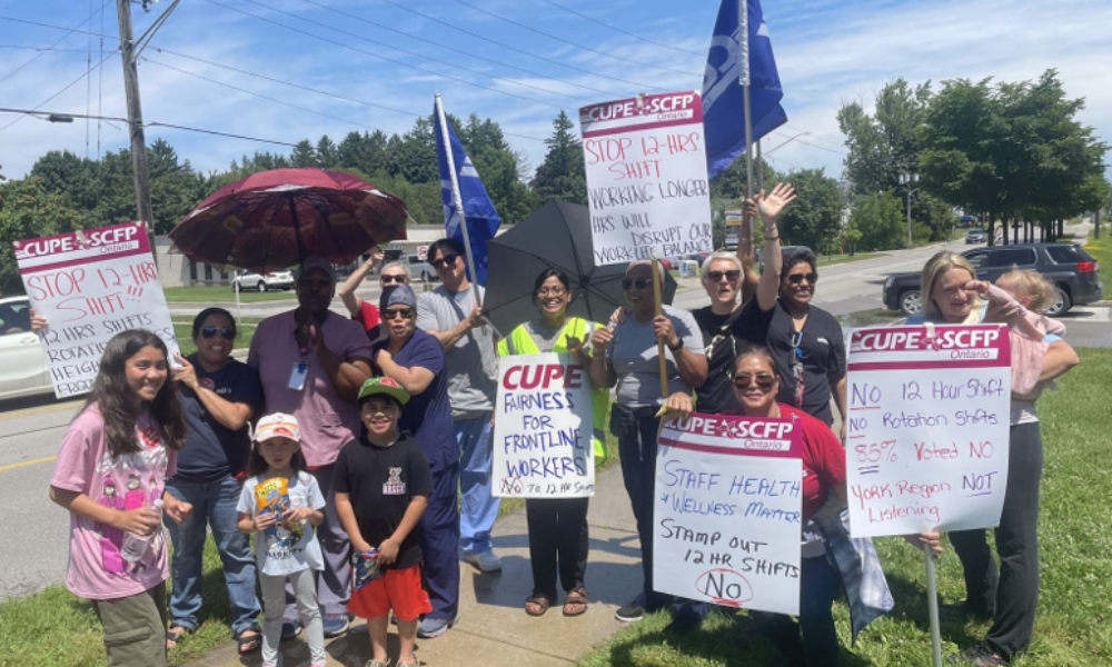 LTC workers picket over 12-hour shifts