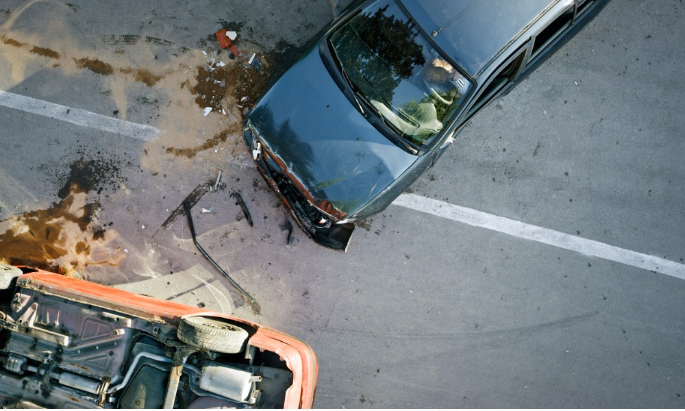 Construction worker struck by a vehicle on highway