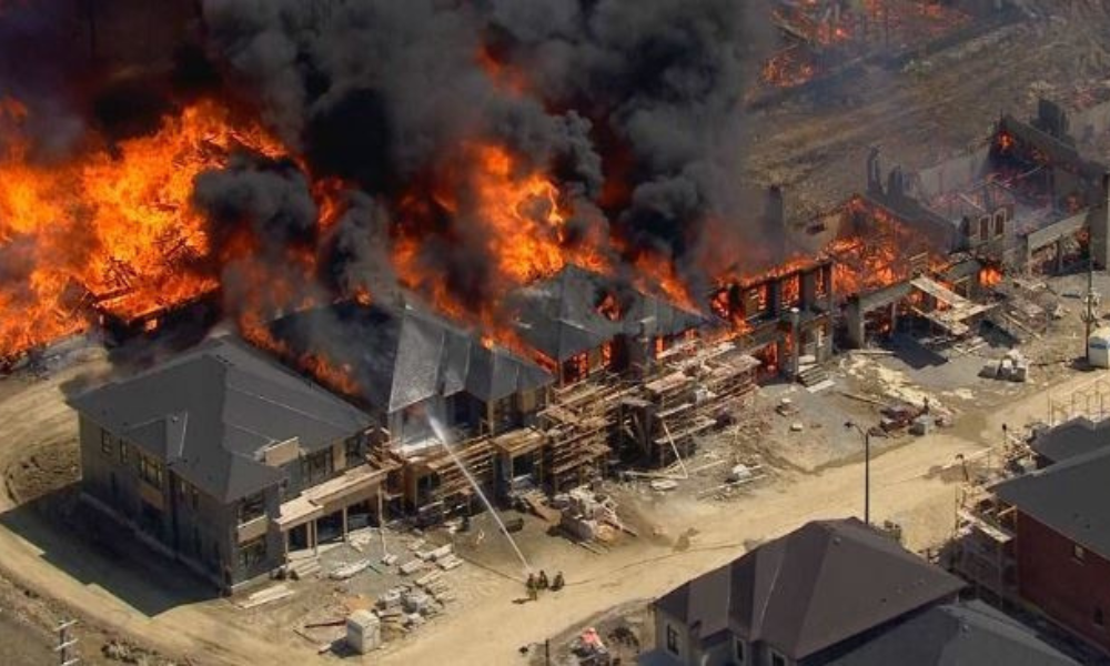Massive fire at residential home construction site