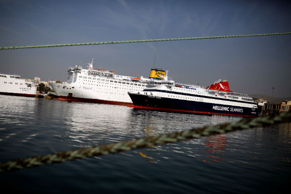 Greek ferries docked at ports as seamen strike against reforms