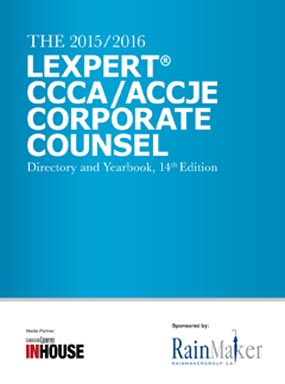 Lexpert and CCCA publish the 2015/2016 Corporate Counsel Directory and Yearbook