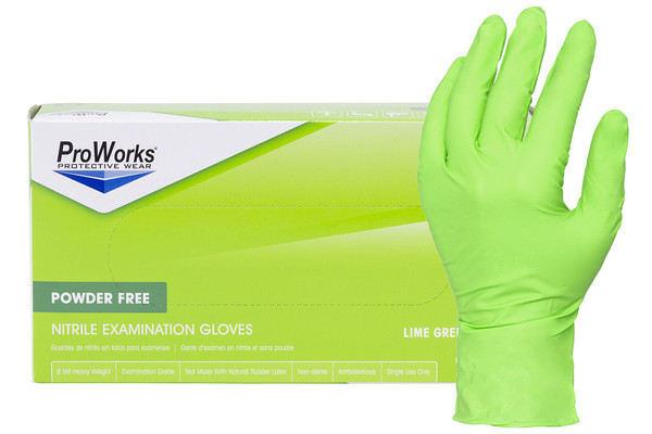 Lime green nitrile gloves