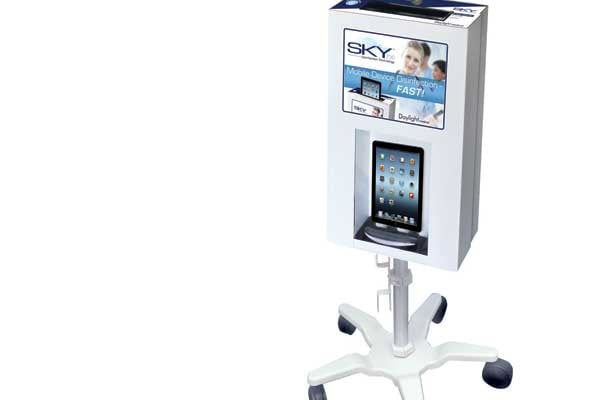Mobile device disinfection station