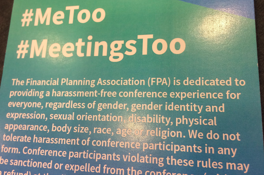 FPA welcomes conference attendees with #MeToo notice