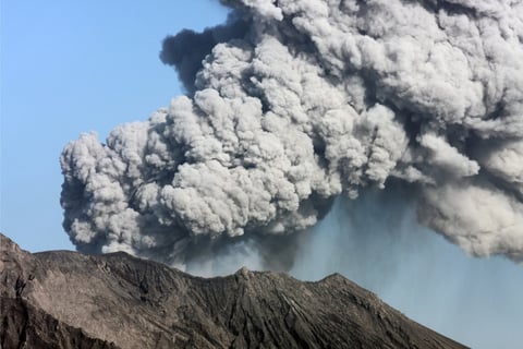 Tower assessing damage of Tonga volcanic eruption