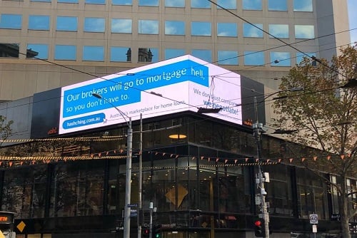 Mortgage group's "mortgage hell" billboard above CBA