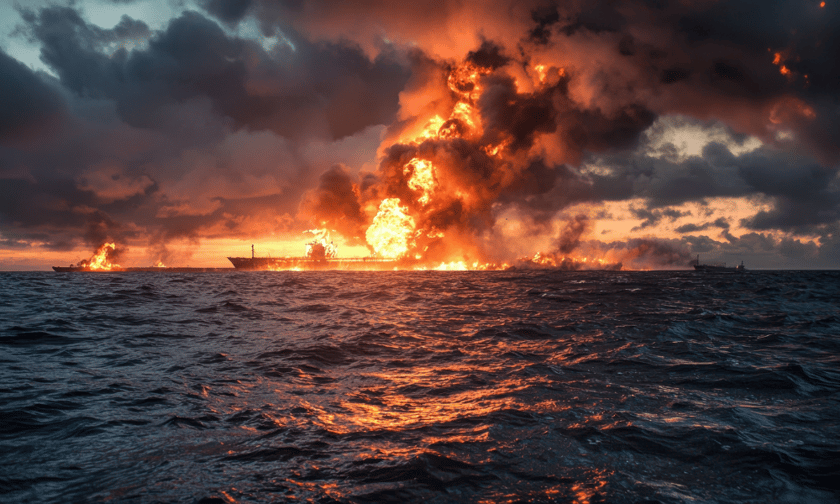 Tanker carrying jet fuel collides with cyanide container ship