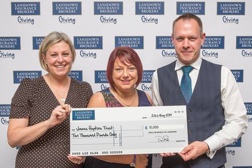James Hopkins Trust gets £10,000 from Lansdown Insurance Brokers
