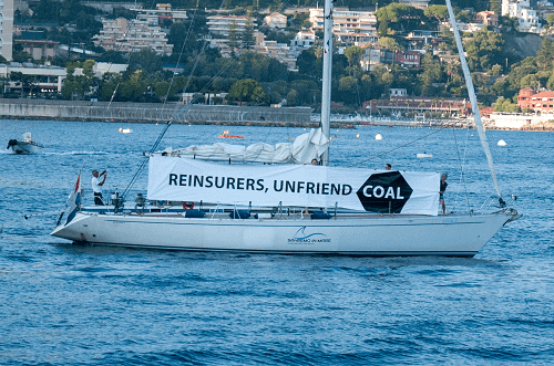 Coal activists stage insurance protest Monaco-style