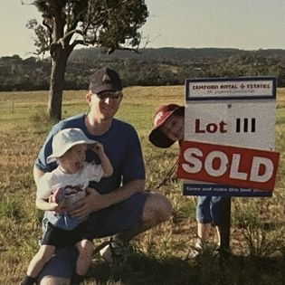 Picture of buying the land for the couple’s ‘forever’ home in Samford 2005