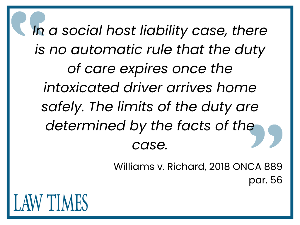 Williams v. Richard, social host liability ruling