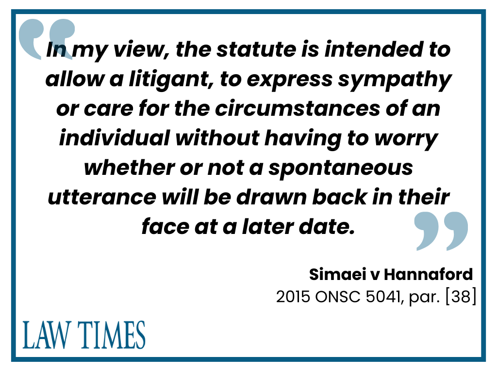 Apology Act, Simaei v Hannaford 