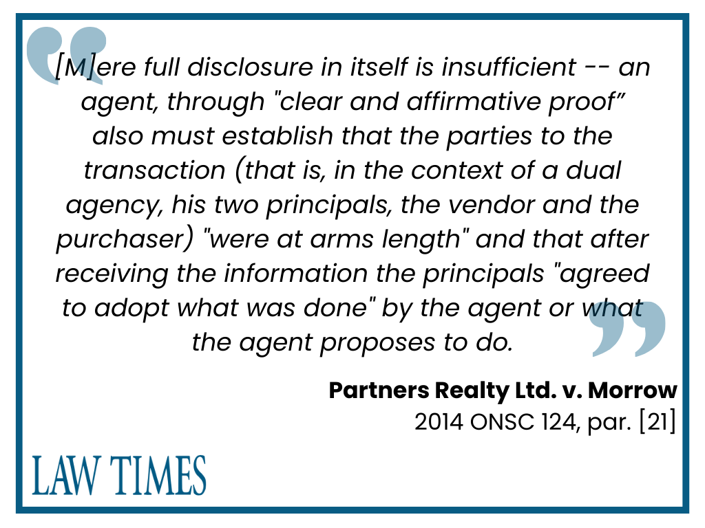 Partners Realty Ltd. v. Morrow on dual agency