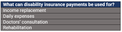 Uses of disability insurance payments