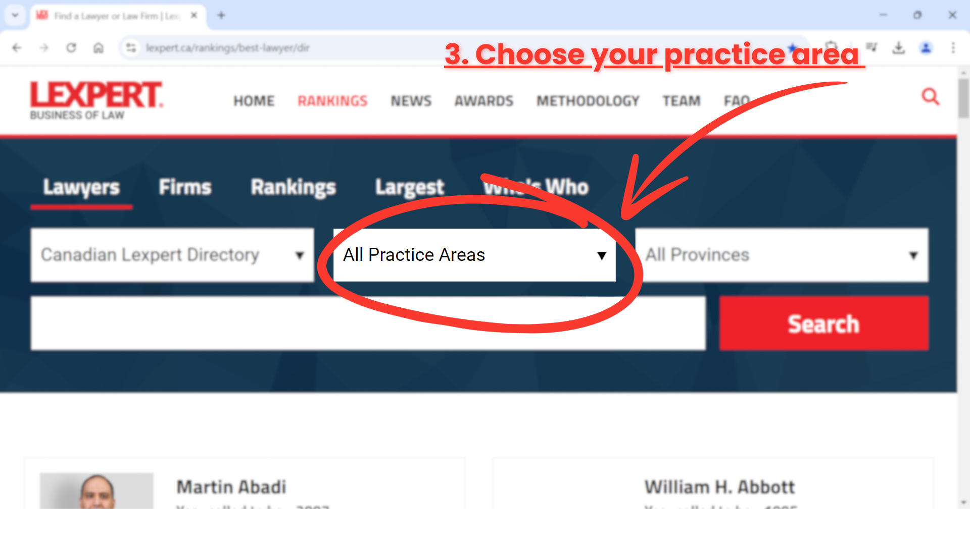 step #3: click practice area