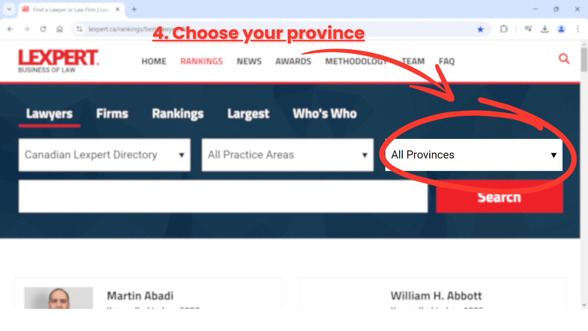 step #4: choose province