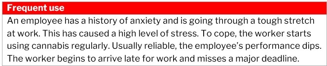 Addictions and mental health worker, situational example of problematic recreation use of substances in the workplace