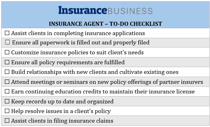 Life as an insurance agent – to-do checklist