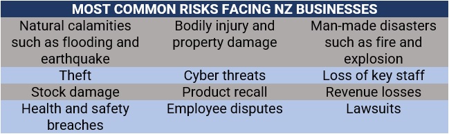 Most common risks facing NZ businesses