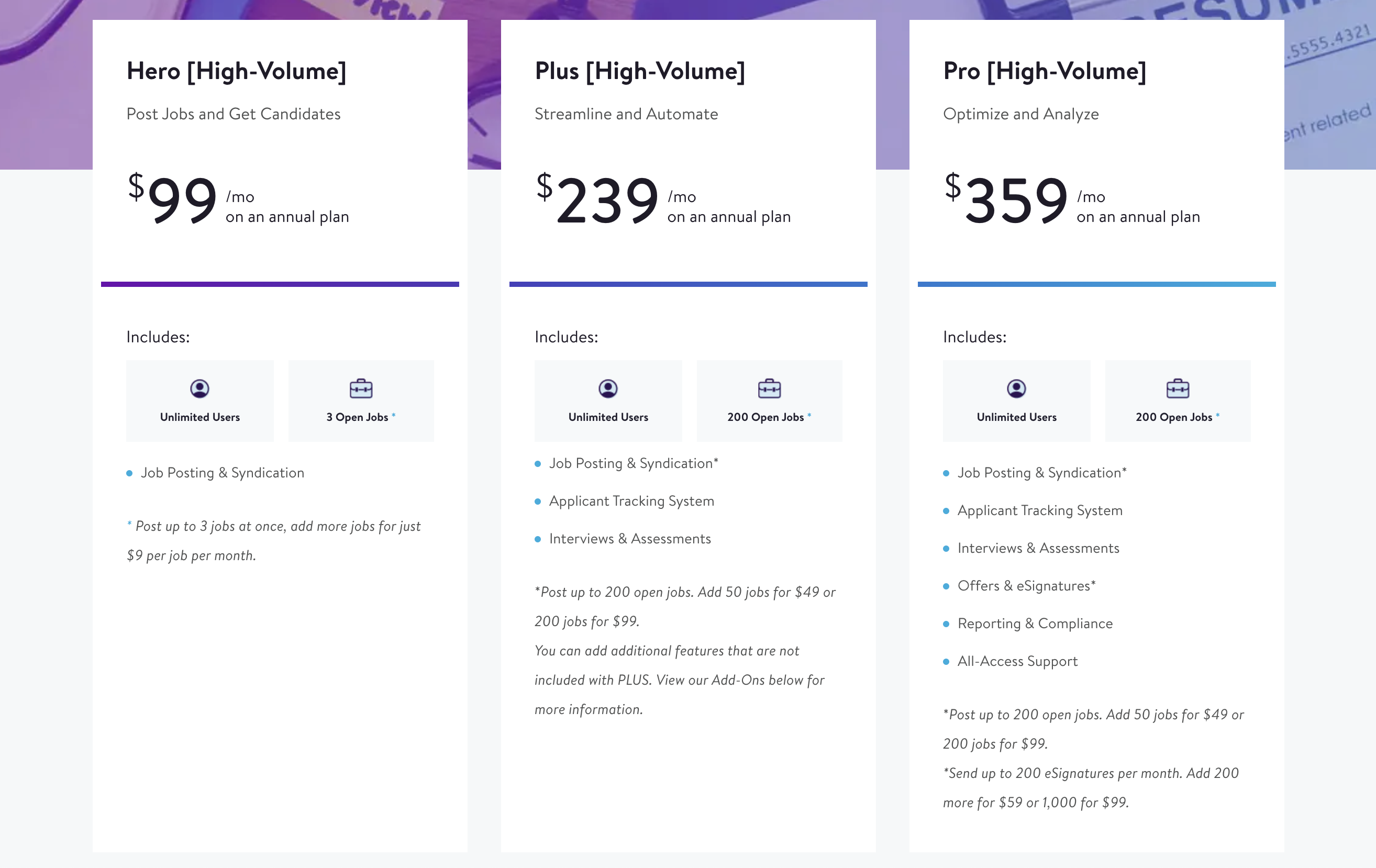 JazzHR high-volume plans and pricing overview
