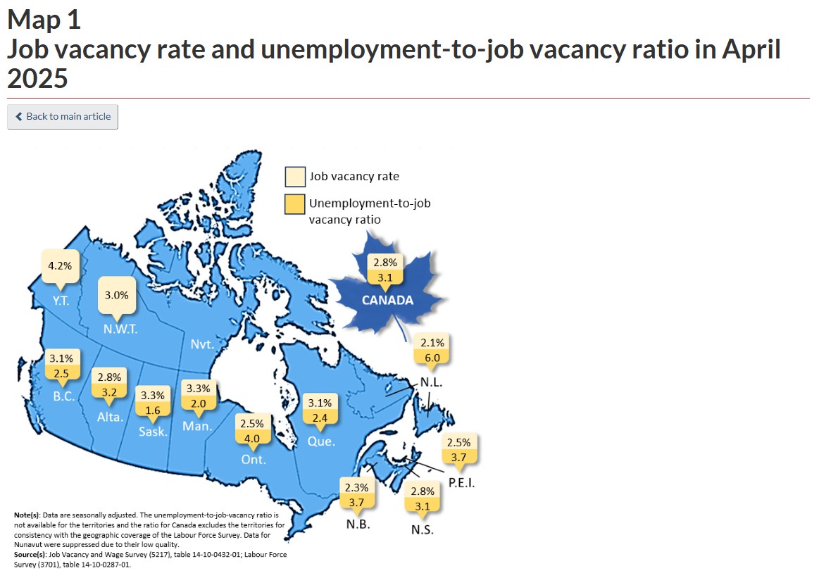 Job vacancies in Canada fall to pre-pandemic levels