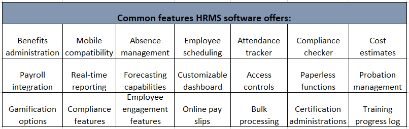 common features of HRMS software