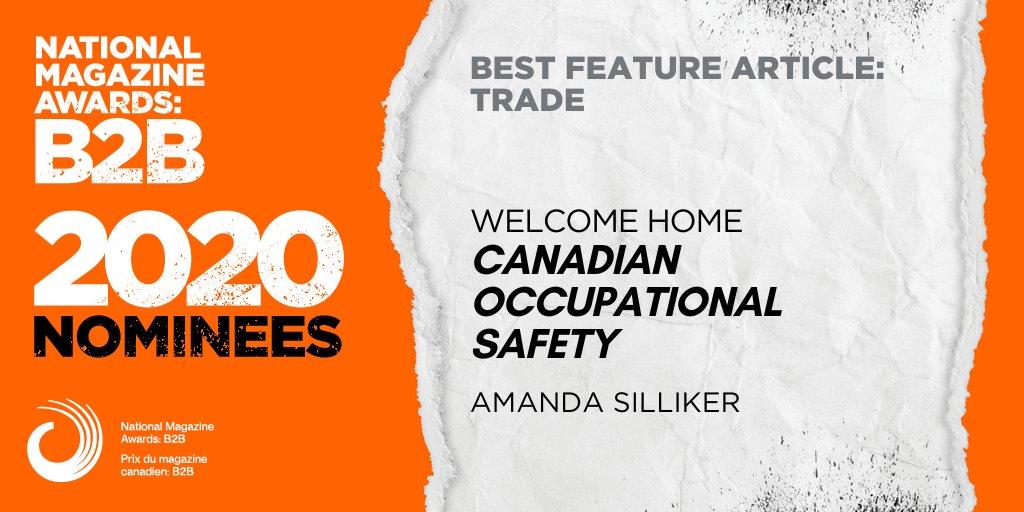 Canadian Occupational Safety editor nominated for 2020 National Magazine Awards: B2B