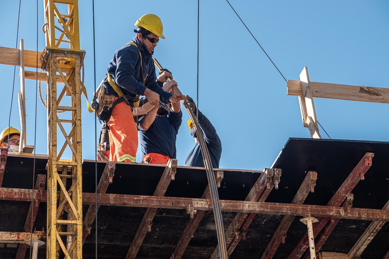 Construction worker wearing personal protective equipment 