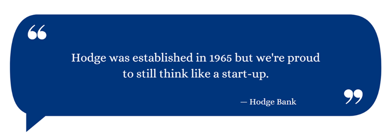 a speech balloon with Hodge for intermediaries’ short description of itself