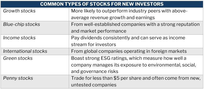 How to invest in stocks – list of common types of stocks for new investors