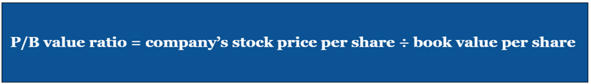 formula for getting the price to book value ratio of a company