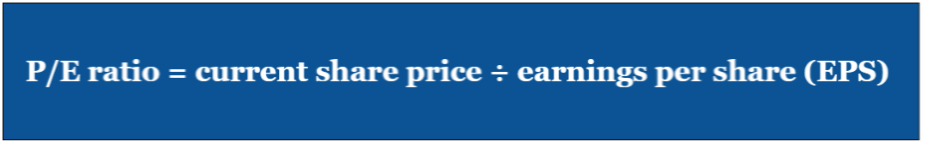 formula for getting the price to earnings ratio of a company